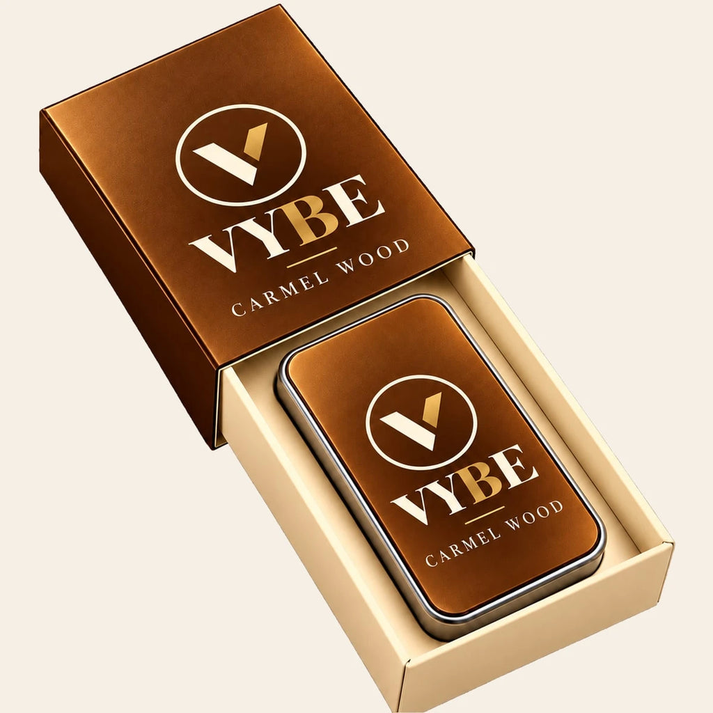 VYBE No. 04 Caramel Wood — perfumy w kostce w pudełku