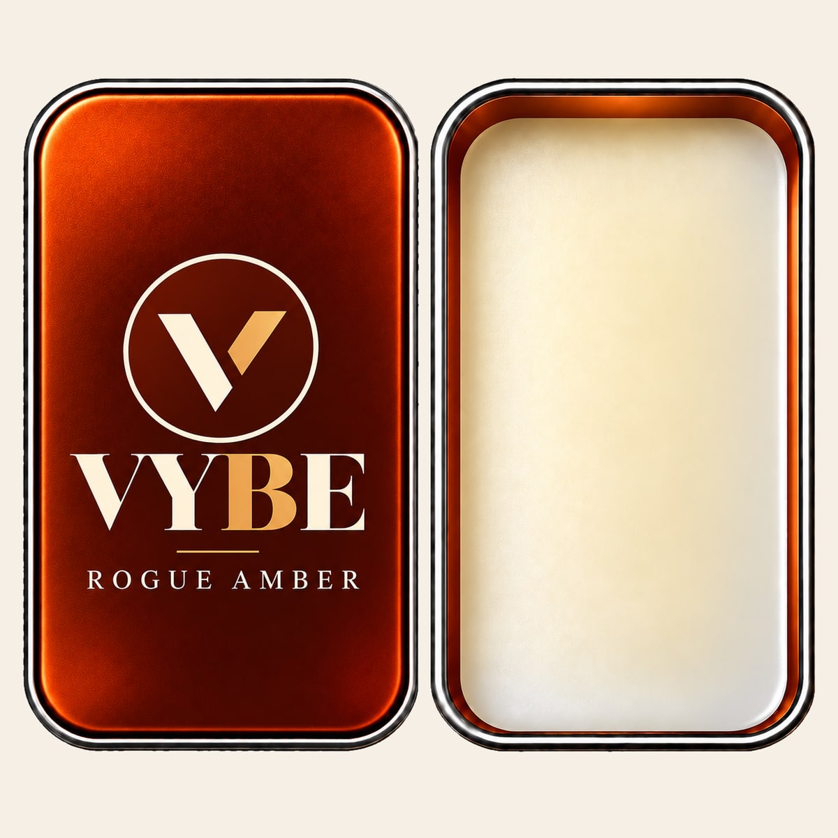VYBE No. 05 Rouge Amber — otwarta puszka z balsamem