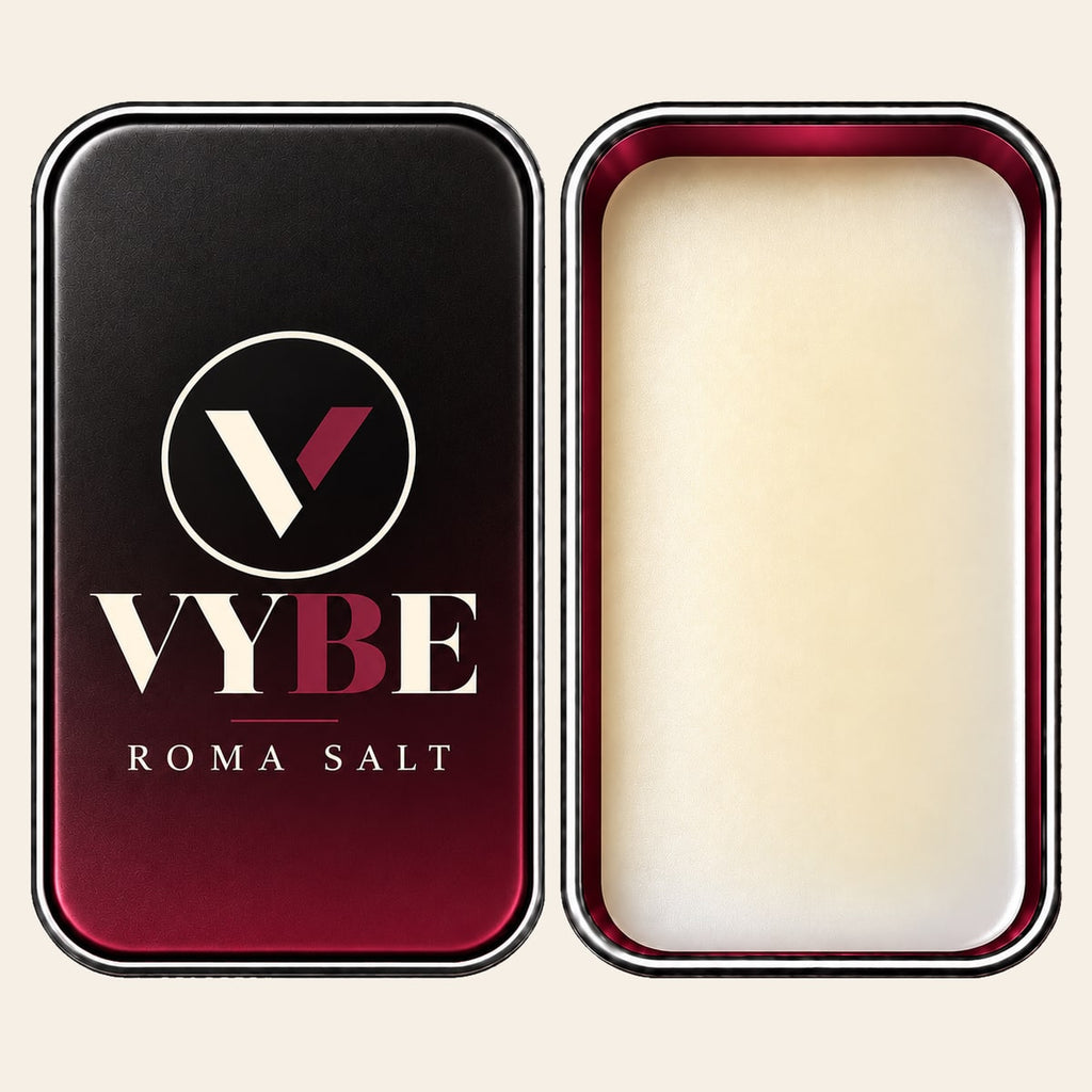 VYBE No. 09 Roma Salt — otwarta puszka z balsamem